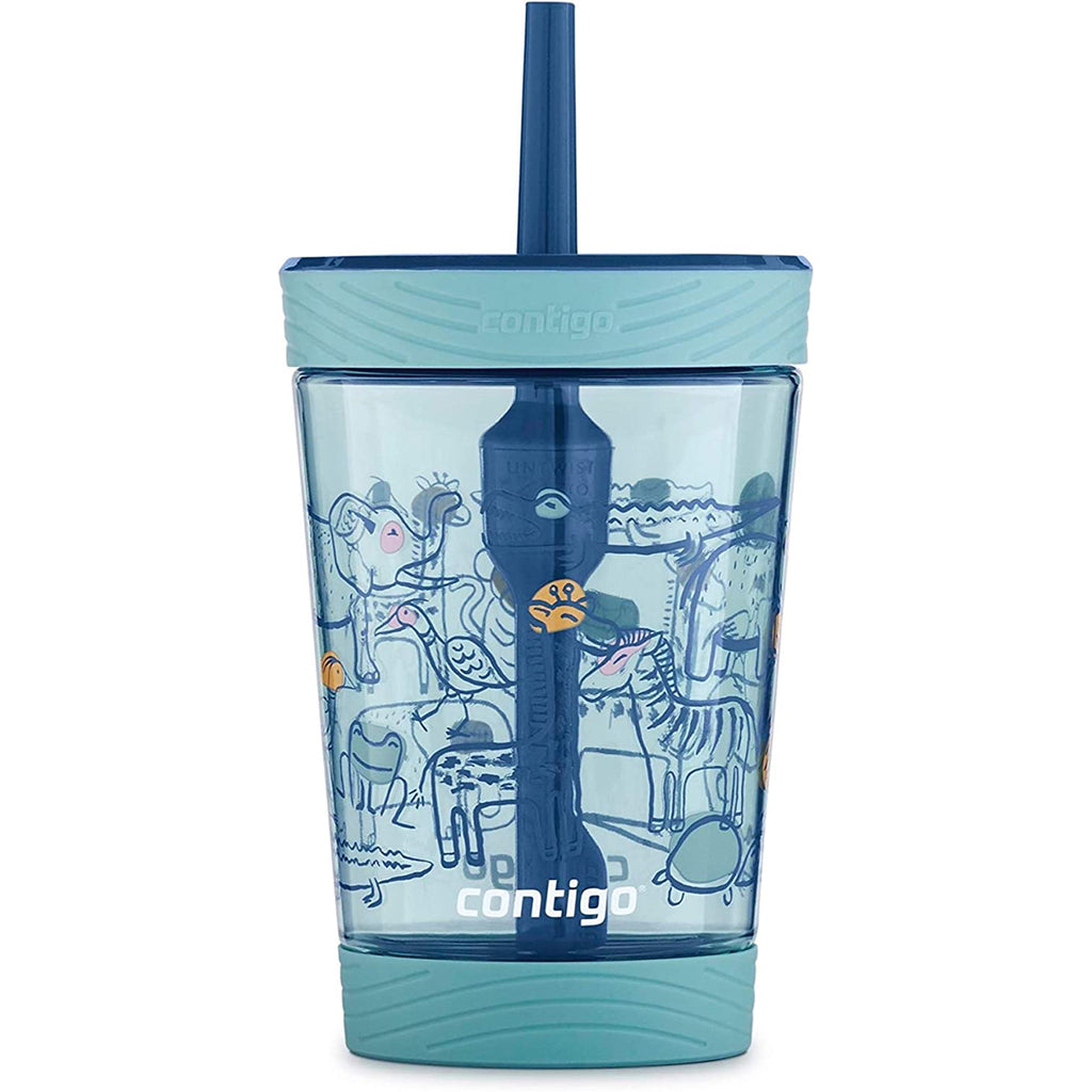 Contigo 14oz Kids' Water Bottle with Redesigned AutoSpout Straw Blue  Raspberry Azalea with Butterflies and Honeybee
