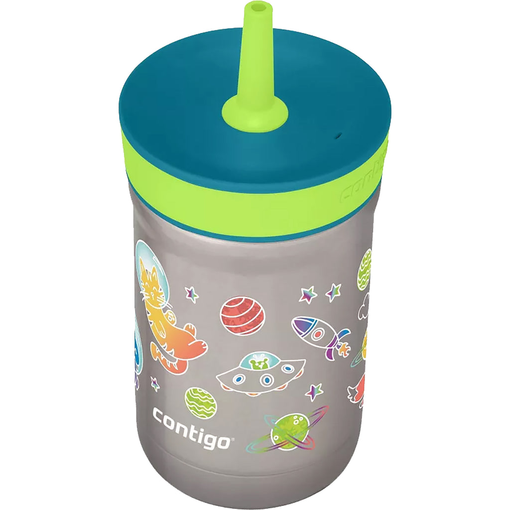Contigo Leighton Kids Plastic Water Bottle, 14oz Spill-Proof Tumbler with  Straw for Kids, Dishwasher Safe, Lime/Juniper