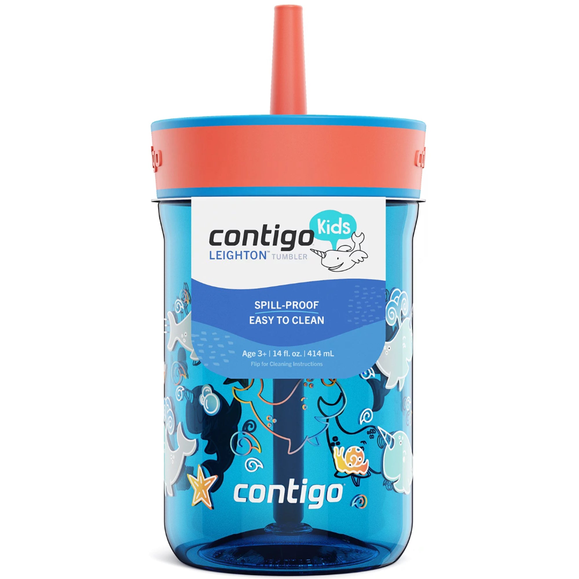 Contigo Kids' Leighton Stainless Steel 12oz Tumbler Juniper Cool Lime with  Spacecraft