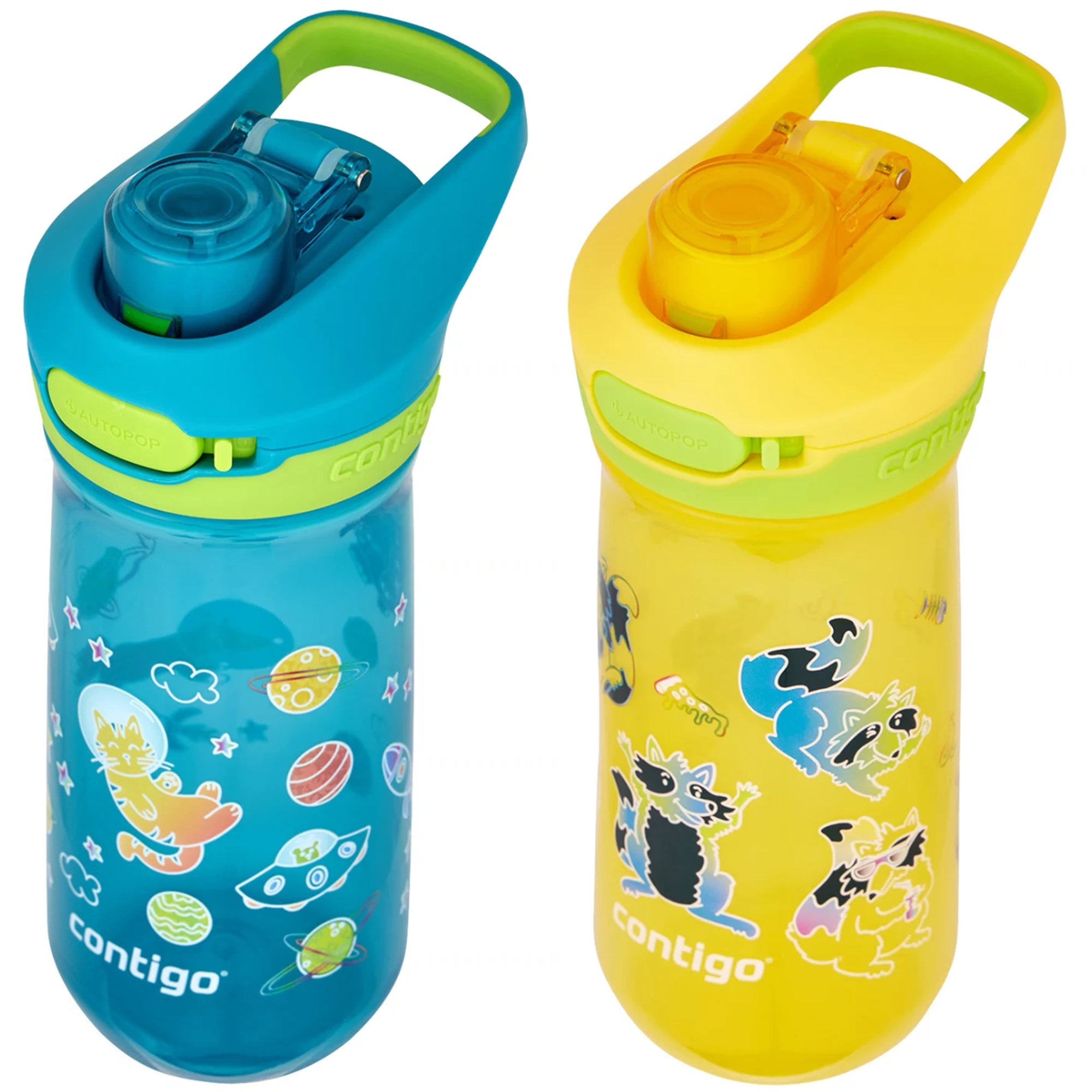 Contigo Kid's 14 oz. Jessie Water Bottle 2-Pack - Spacecraft/Trash Pandas Contigo