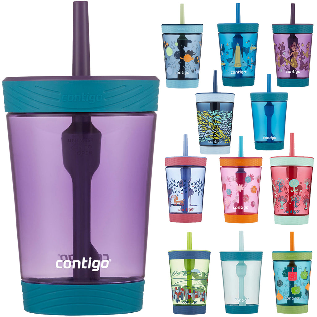 Contigo Kids Spill-Proof Stainless Steel 12oz Tumbler with Straw and  Thermalock Lid Blue Raspberry Cosmos