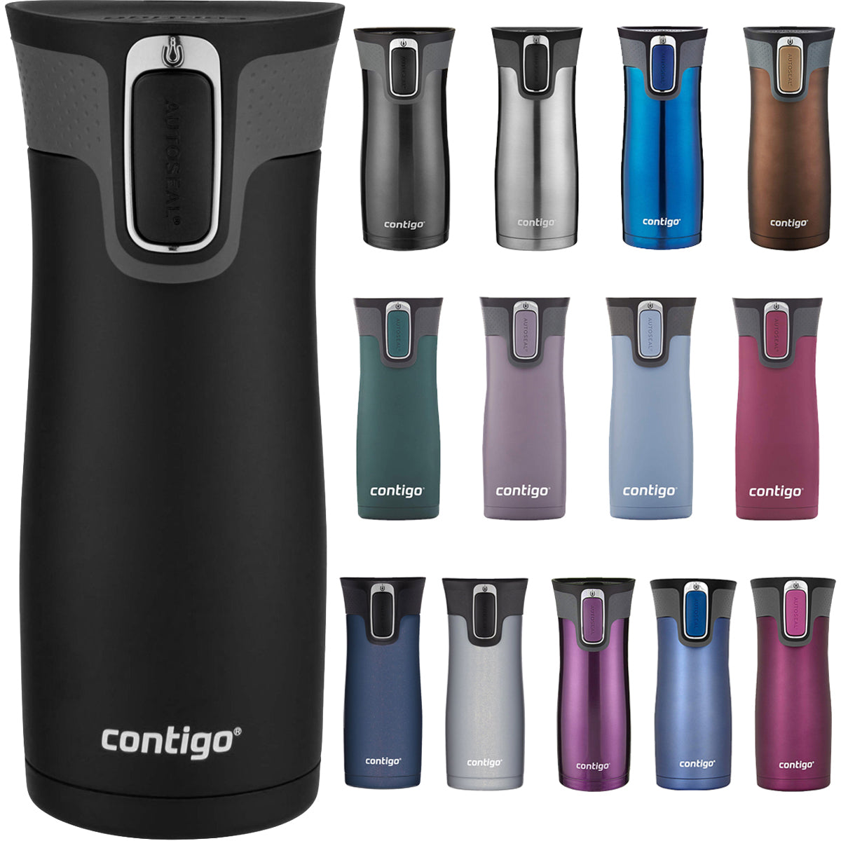  Contigo West Loop Stainless Steel Vacuum-Insulated Travel Mug  with Spill-Proof Lid, Keeps Drinks Hot up to 5 Hours and Cold up to 12  Hours, 16oz 2-Pack, Brown Sugar & Chocolate Truffle