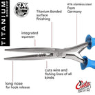 Cuda 10.25" Stainless Steel Freshwater Long Needle Nose Pliers Titanium Bonded - Forza Sports