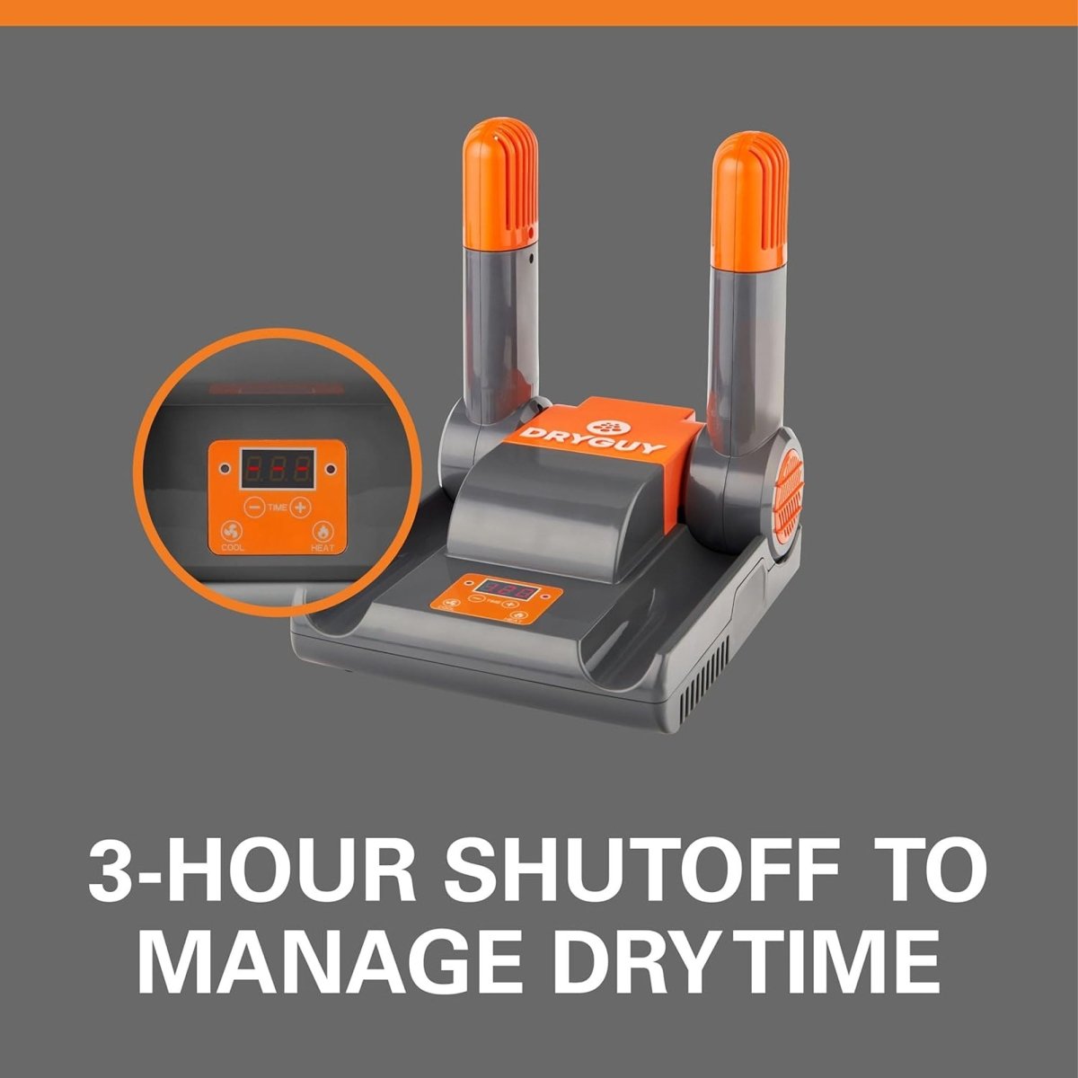 DryGuy Force Dry Digital Shoe Dryer, 2 Ports, Gray/Orange - Forza Sports