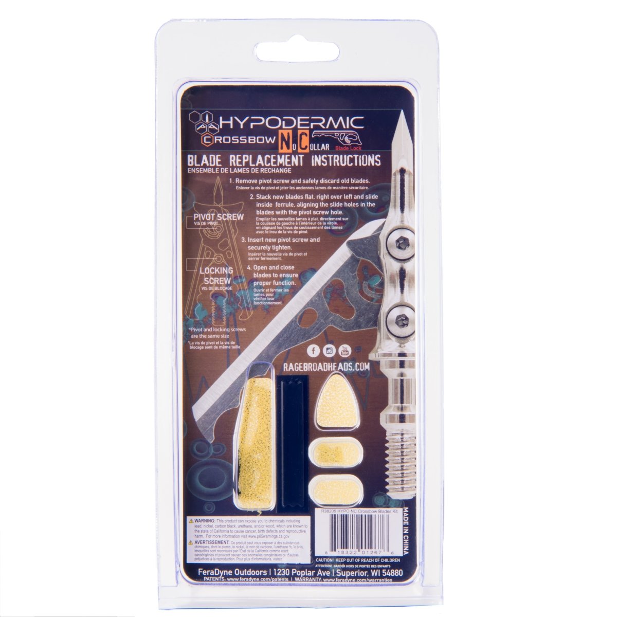 Rage Replacement Blades for Hypodermic NC Crossbow Broadhead 3 - Pack - Forza Sports