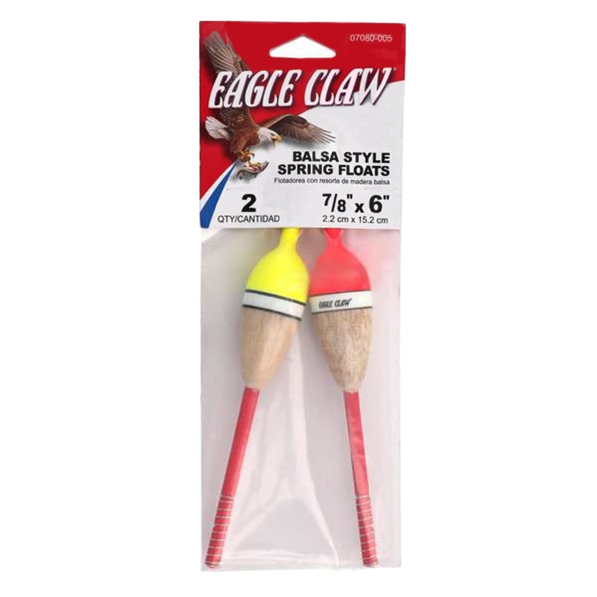 Eagle Claw Balsa Spring Oval Stick Floats, 7/8" x 6", Red/ Yellow - Forza Sports