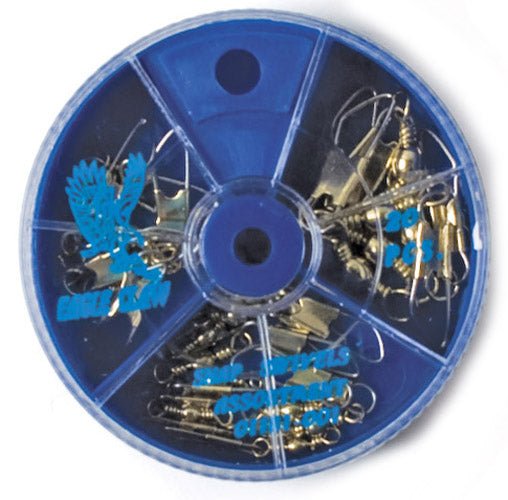 Eagle Claw Brass Barrel Swivels with Safety Snap Assorted Pack - Forza Sports