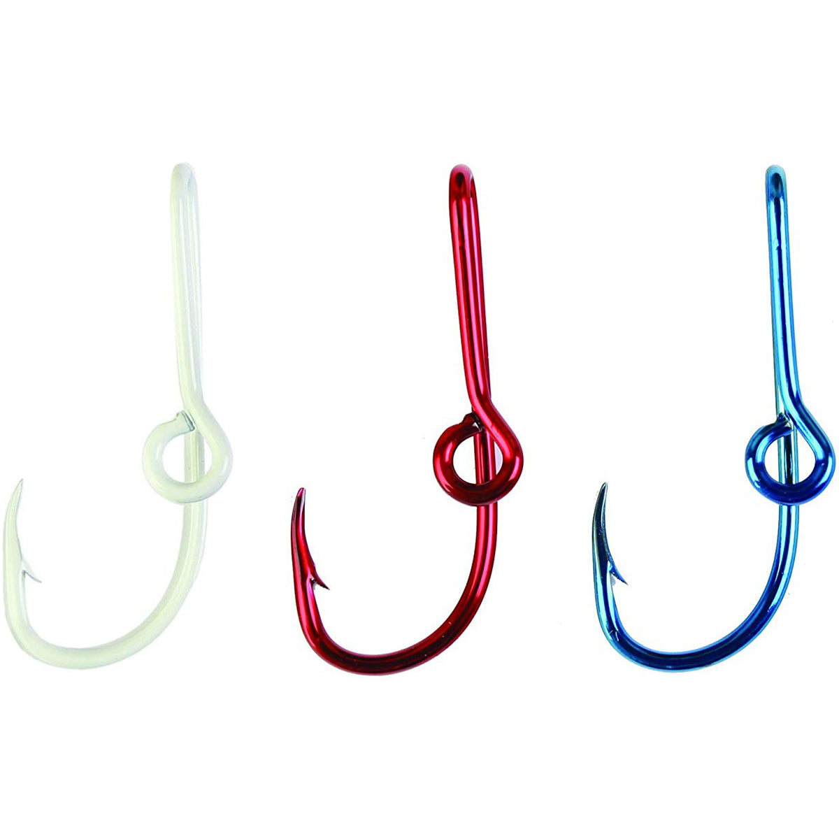 Eagle Claw 3-Piece Hook Hat/Tie Clasps, Red/White/Blue