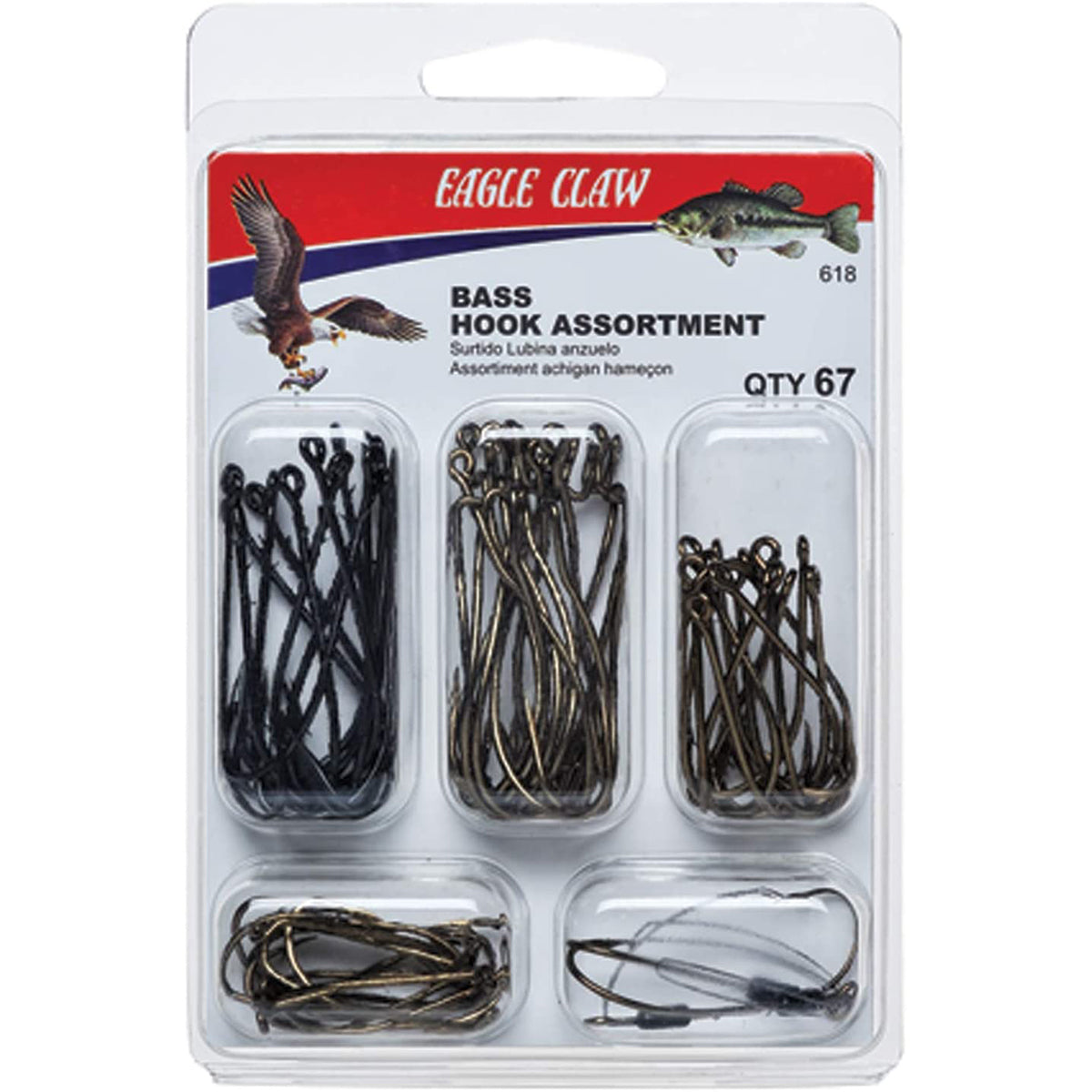 Eagle Claw Bass Assorted Hooks Fishing Kit Eagle Claw