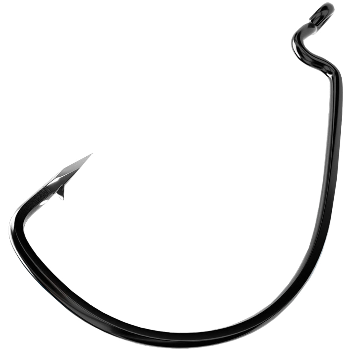 EAGLE CLAW Trokar EWG Extra Wide Gap Worm Hook - Z-Bend Non-Offset, Platinum Black, Size 3/0