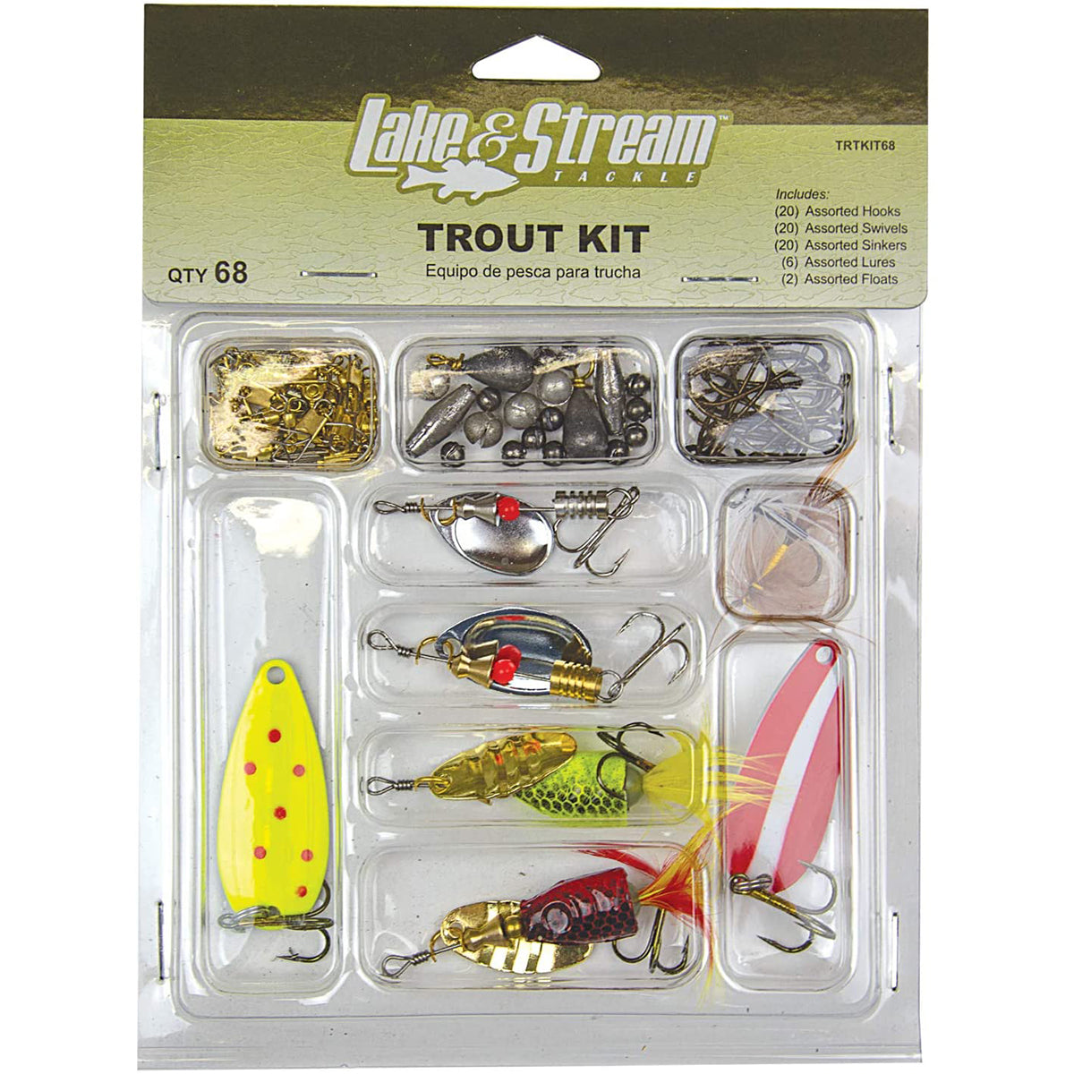 Lake & Stream Tackle Trout Kit, 68 Piece Lake & Stream Tackle