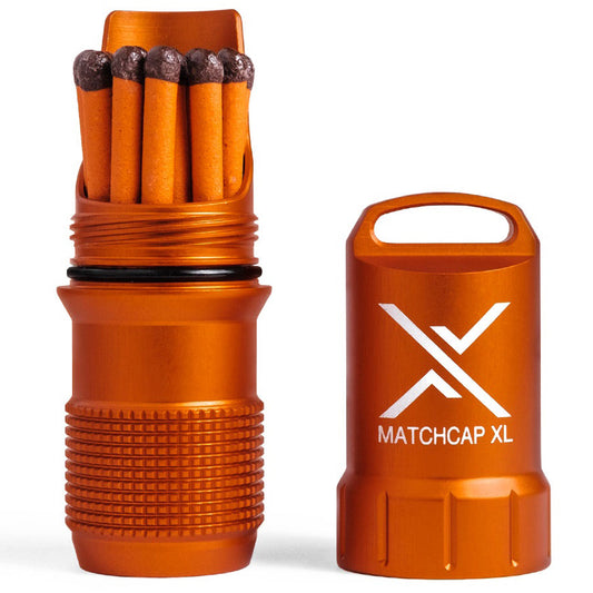 Exotac MATCHCAP XL Waterproof Match and Striker Case - Blaze Orange