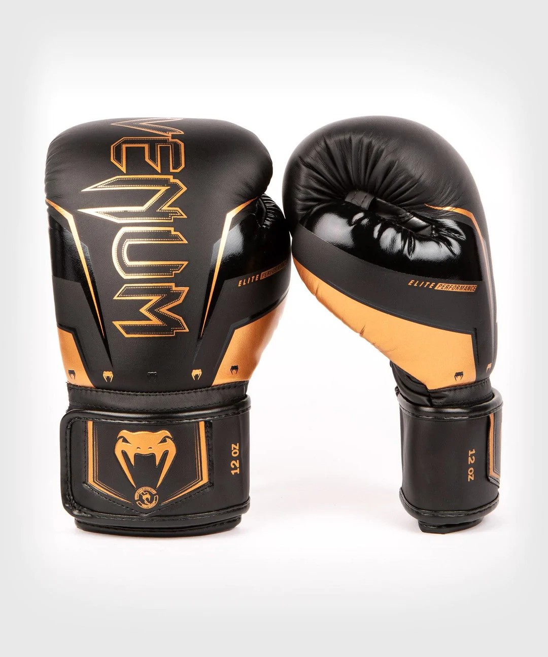 Venum Elite Evo Hook and Loop Boxing Gloves - Black/Bronze – Forza