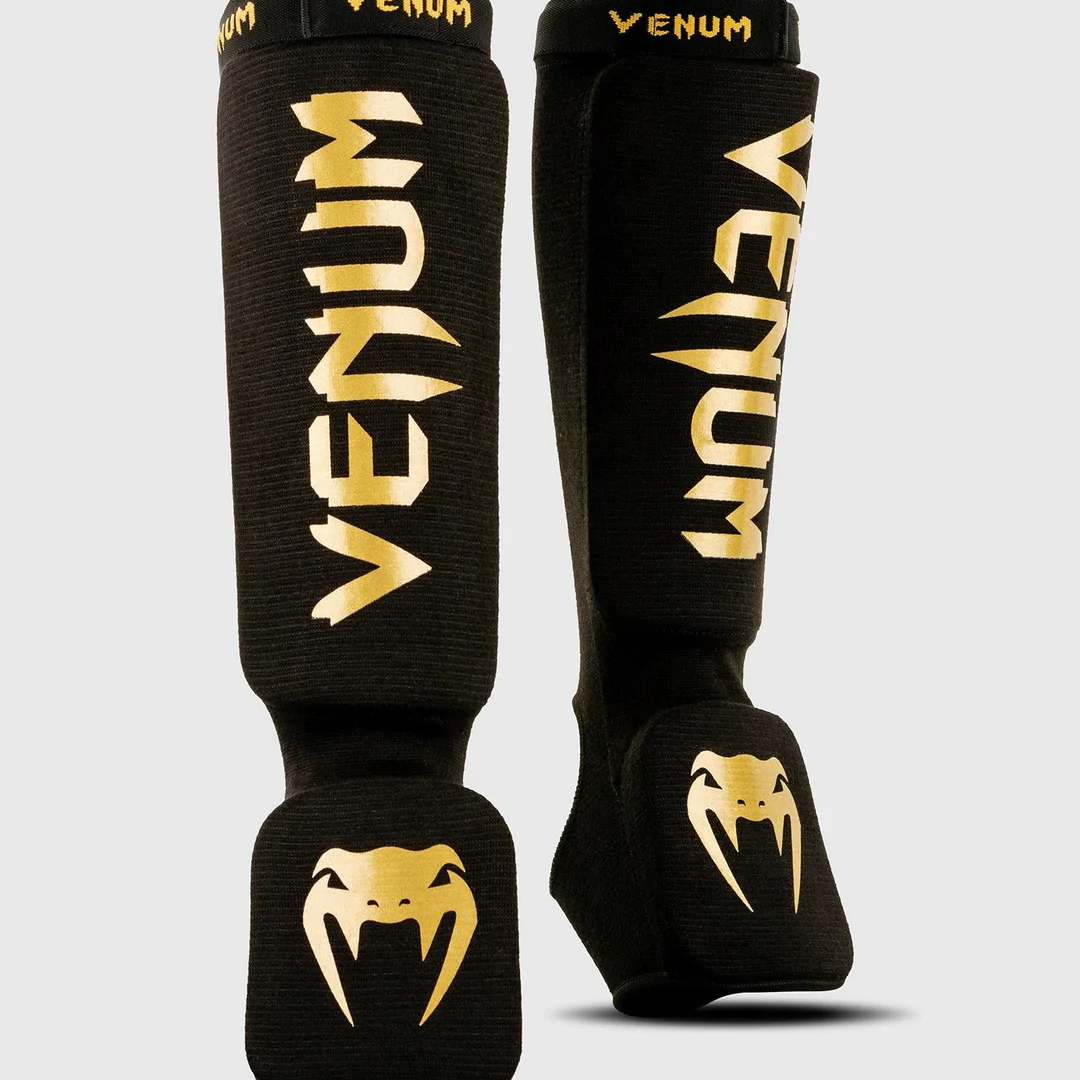 Venum Kontact Protective MMA Shin Instep Guards - Black/Gold Venum
