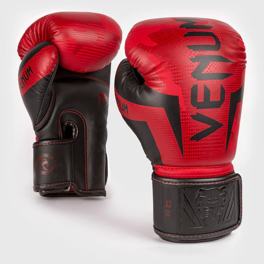 Venum Elite Hook and Loop Boxing Gloves - Red Camo Venum