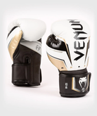 Venum Elite Evo Hook and Loop Boxing Gloves - White/Gold Venum