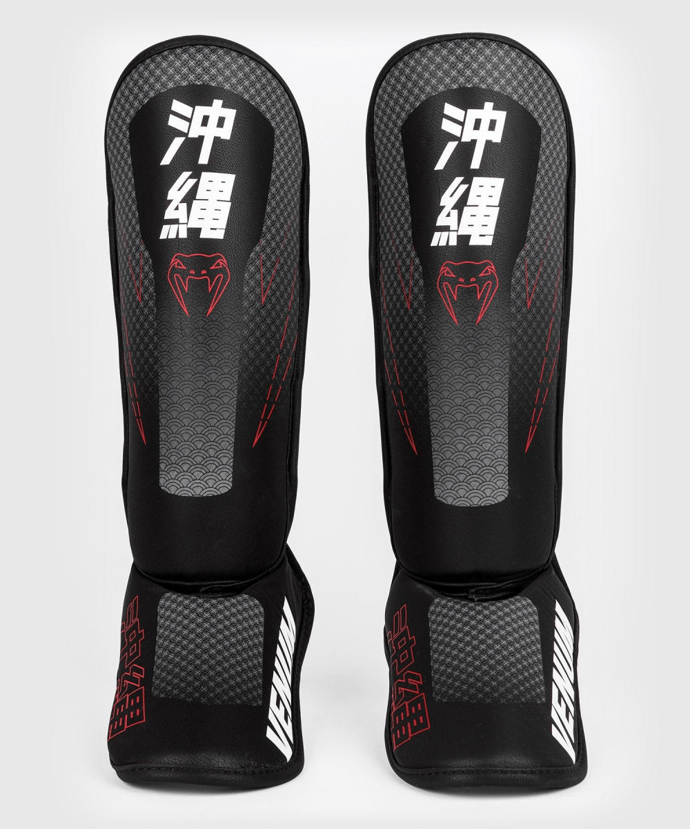 Venum Kid's Okinawa 3.0 Protective MMA Shin Instep Guards - Black/Red - Forza Sports