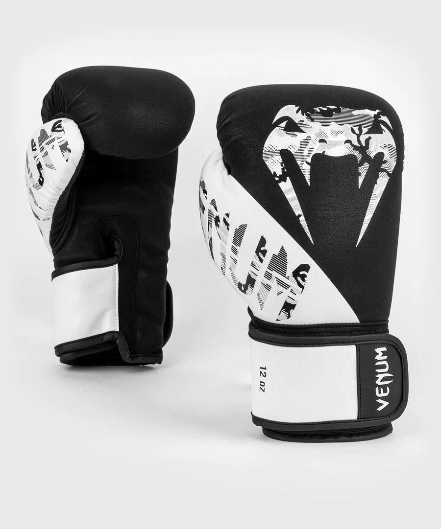 Venum Legacy Hook and Loop Boxing Gloves - Black/White - Forza Sports