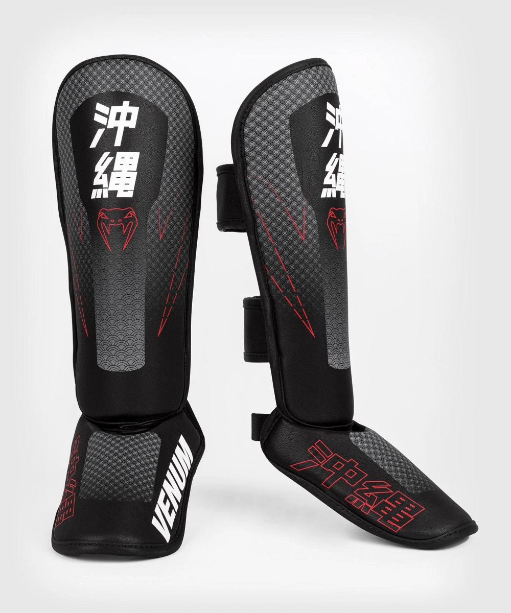 Venum Kid's Okinawa 3.0 Protective MMA Shin Instep Guards - Black/Red - Forza Sports