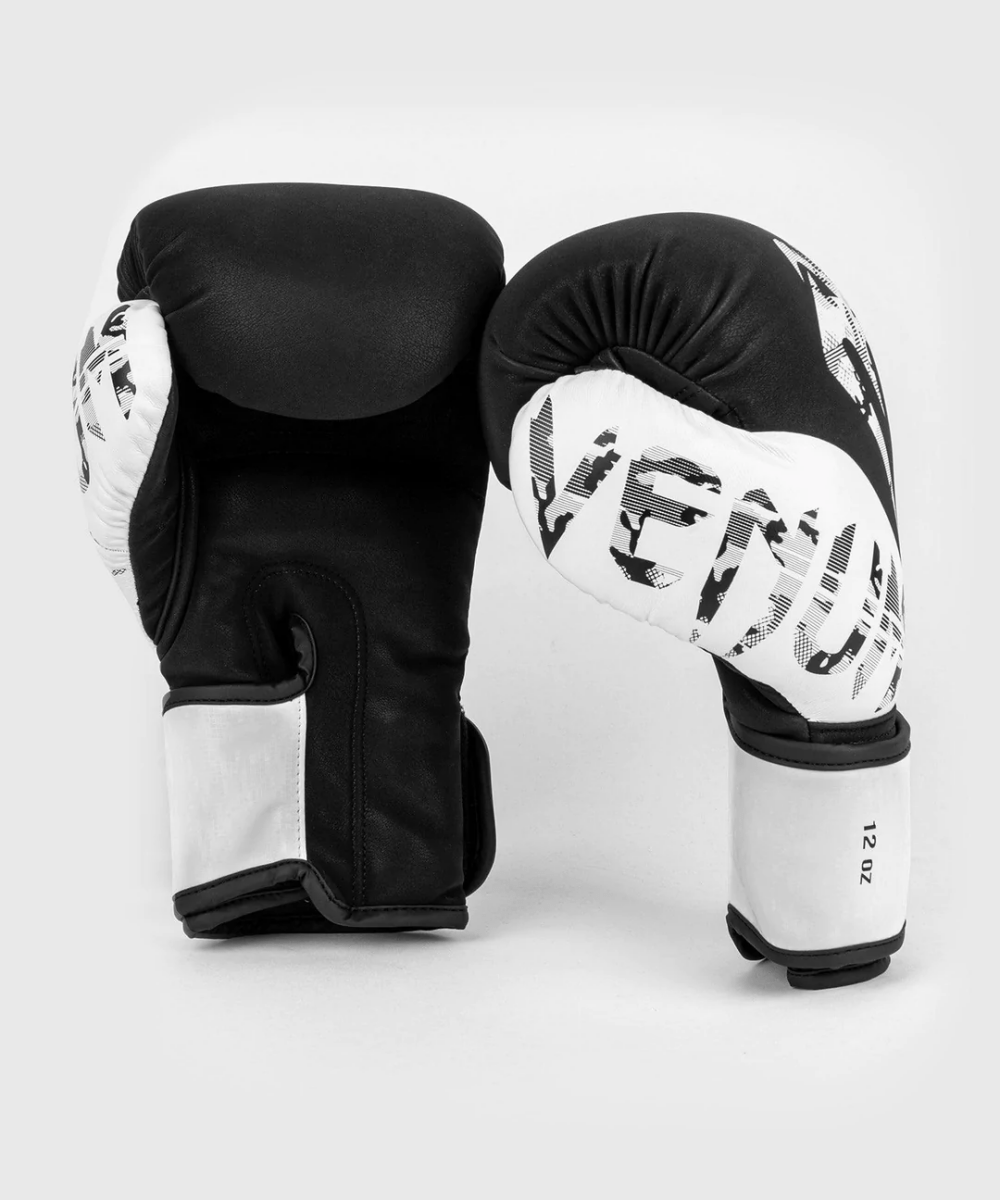 Venum Legacy Hook and Loop Boxing Gloves - Black/White - Forza Sports