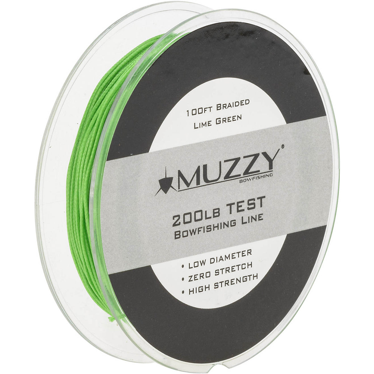 Muzzy Bowfishing Lime Green 200# Braided Bowfishing Line - 100 ft. Spool Muzzy