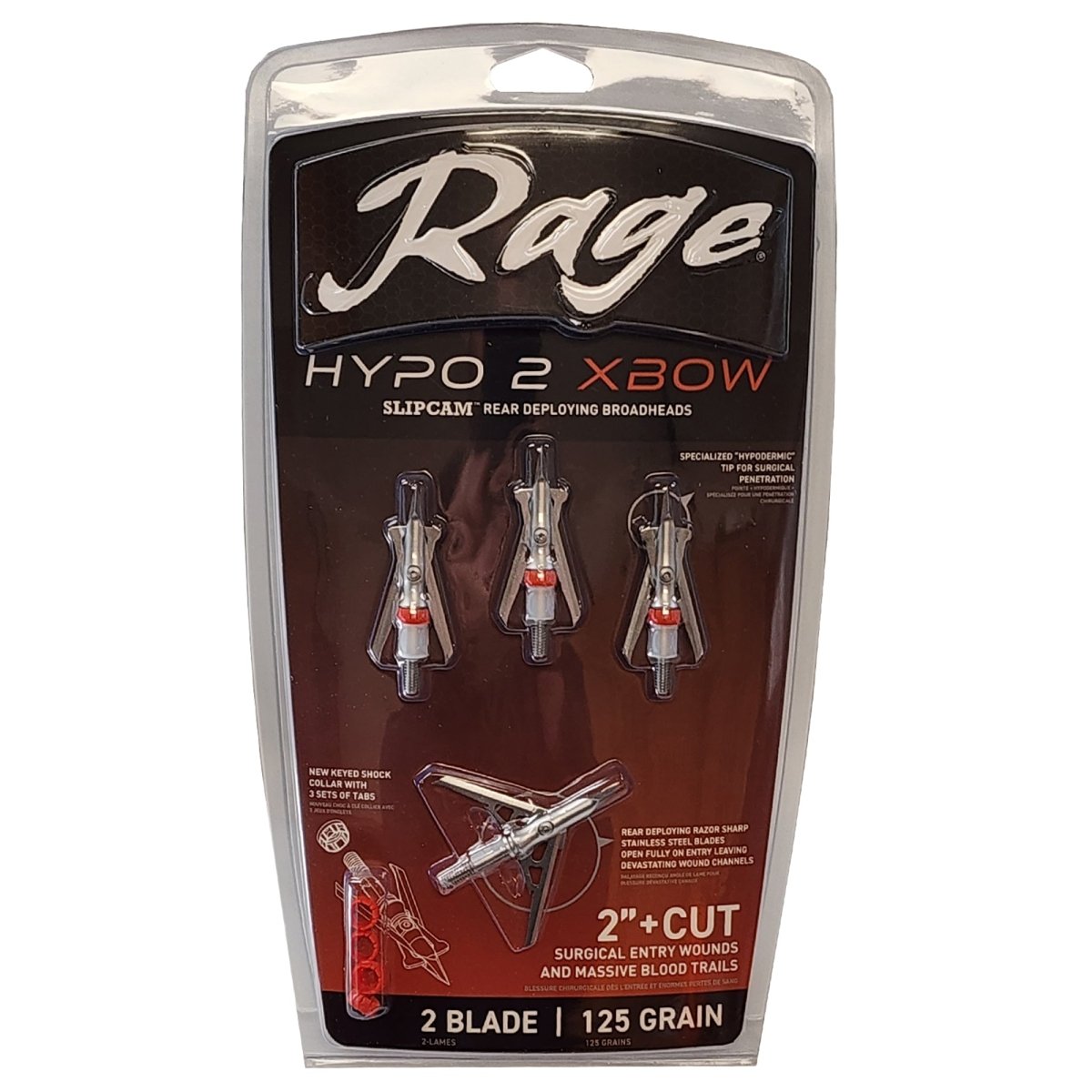 Rage - The Hypo 2 Crossbow 2" Expandable Blades - 125 Grain - 4 Pack - Forza Sports