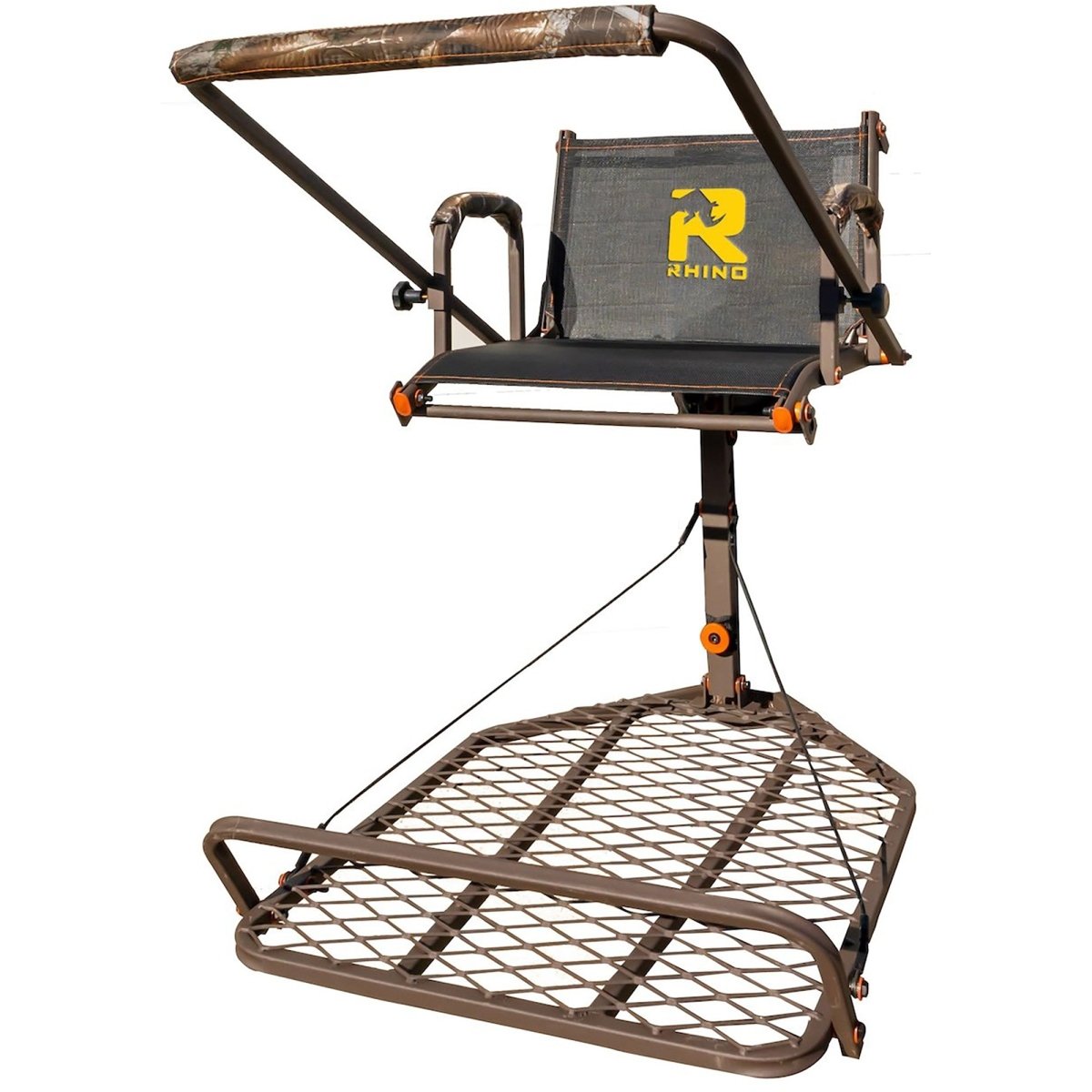 Rhino Hang-on Treestand with Shooting Rail Brown/Camo Lightweight - Forza Sports