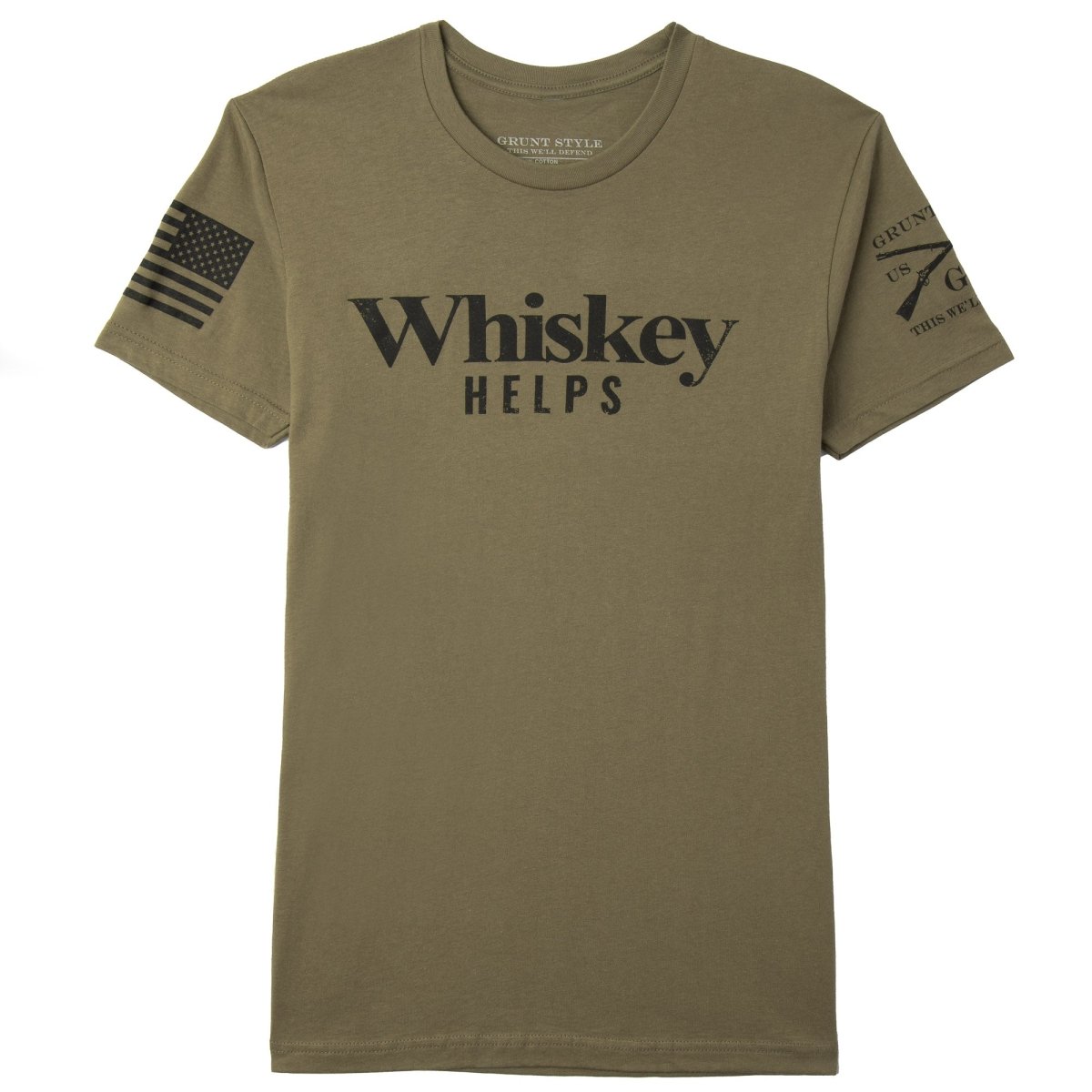 Grunt Style Whiskey Helps T-Shirt - Military Green - Forza Sports