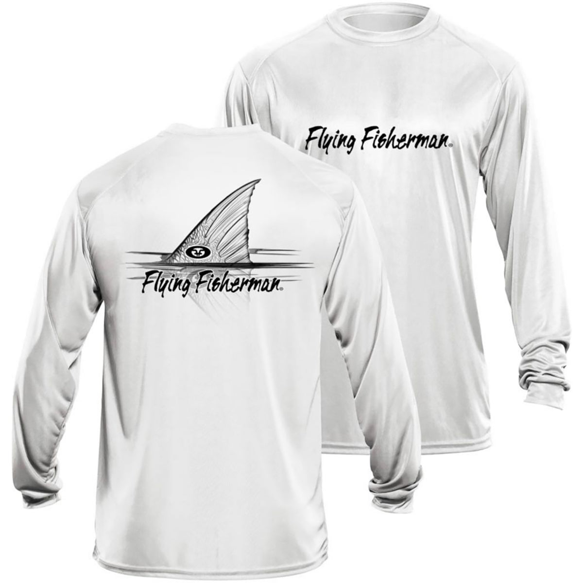 Flying Fisherman Redfish Performance Long Sleeve T-Shirt - White Flying Fisherman