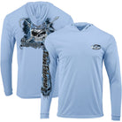 Flying Fisherman Pirate Skull Performance Pullover Hoodie - Blue Mist Flying Fisherman