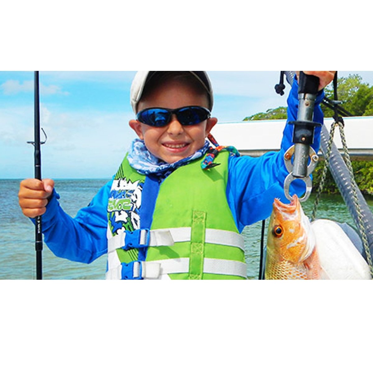Flying Fisherman Pinfish Jr Angler Kids Sunglasses - Matte Blue/Blue Mirror - Forza Sports