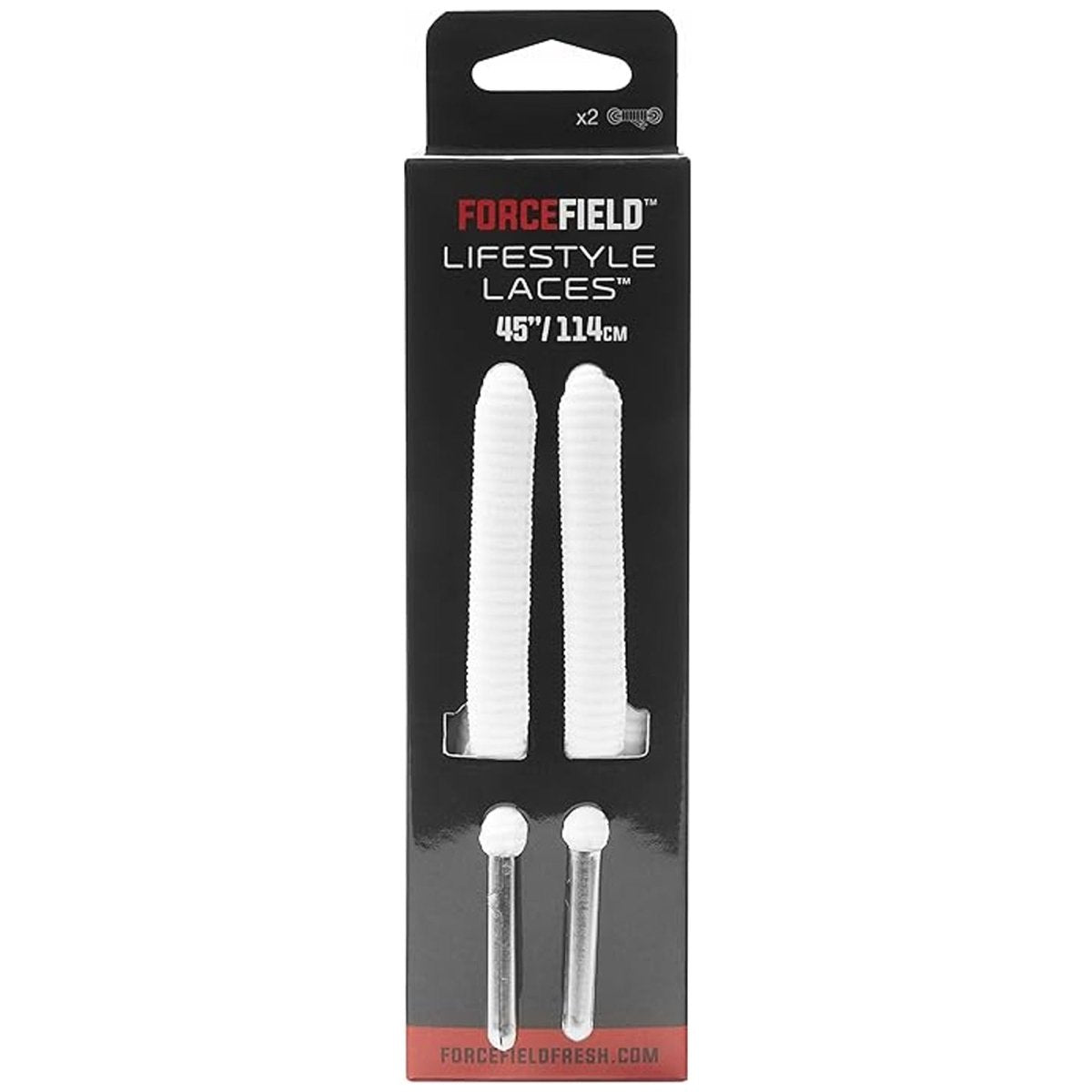 ForceField Lifestyle Thick Oval Shoe Lace, White with Silver Aglet, 45" - Forza Sports