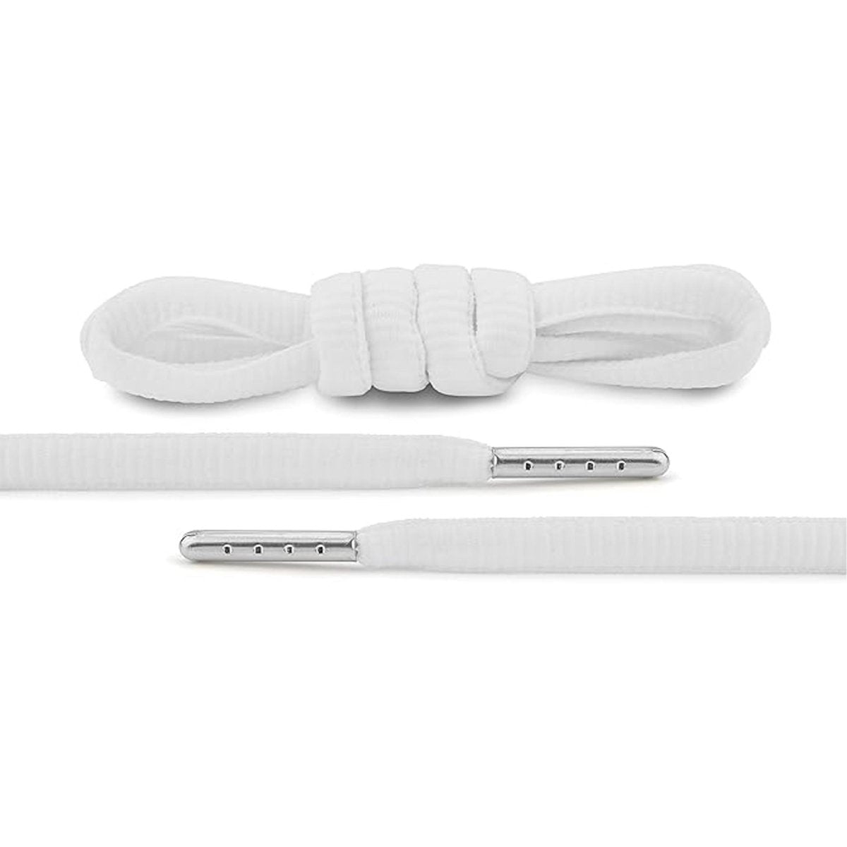 ForceField Lifestyle Thick Oval Shoe Lace, White with Silver Aglet, 45" - Forza Sports
