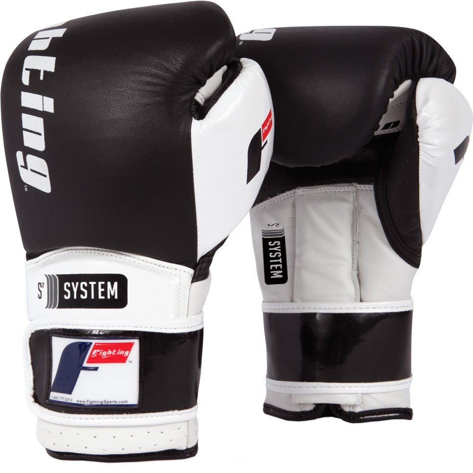 Fighting Sports S2 Gel Boxing Power Sparring Gloves - Black/White - Forza Sports