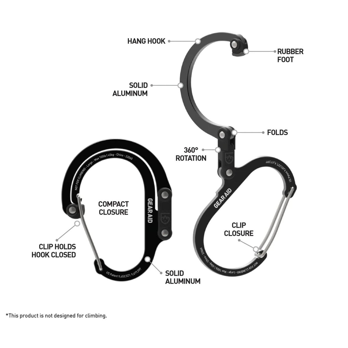 Gear Aid Heroclip Large Hybrid Camping Gear Clip - Forza Sports