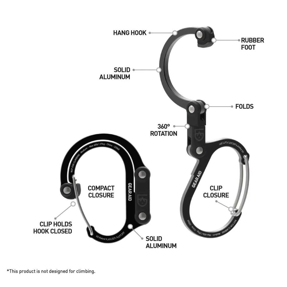 Gear Aid Heroclip Medium Hybrid Camping Gear Clip - Forza Sports