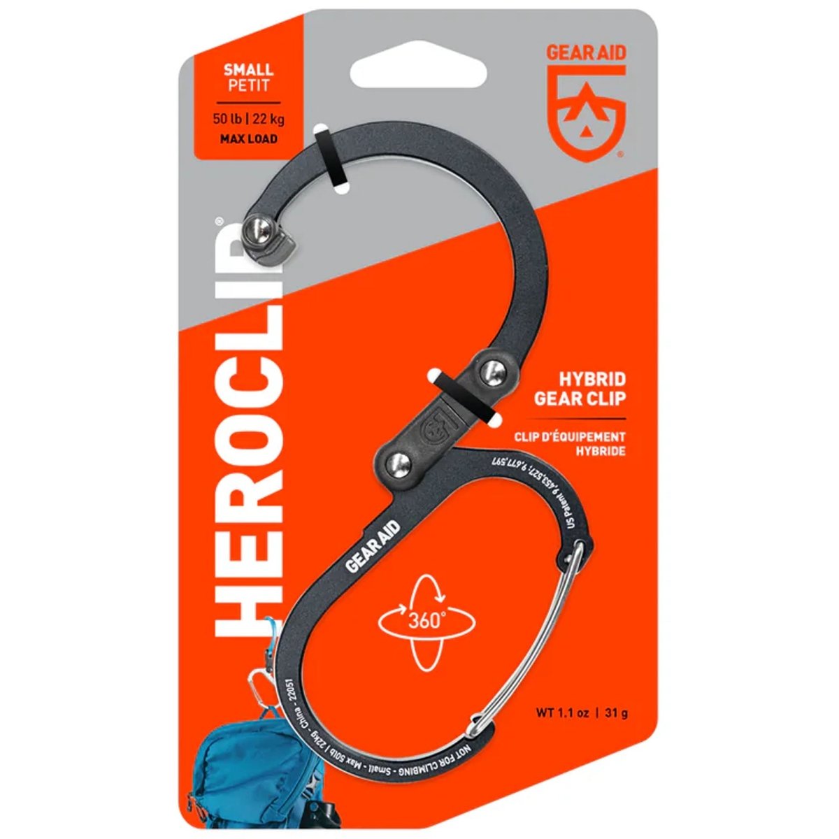 Gear Aid Heroclip Small Hybrid Camping Gear Clip - Forza Sports