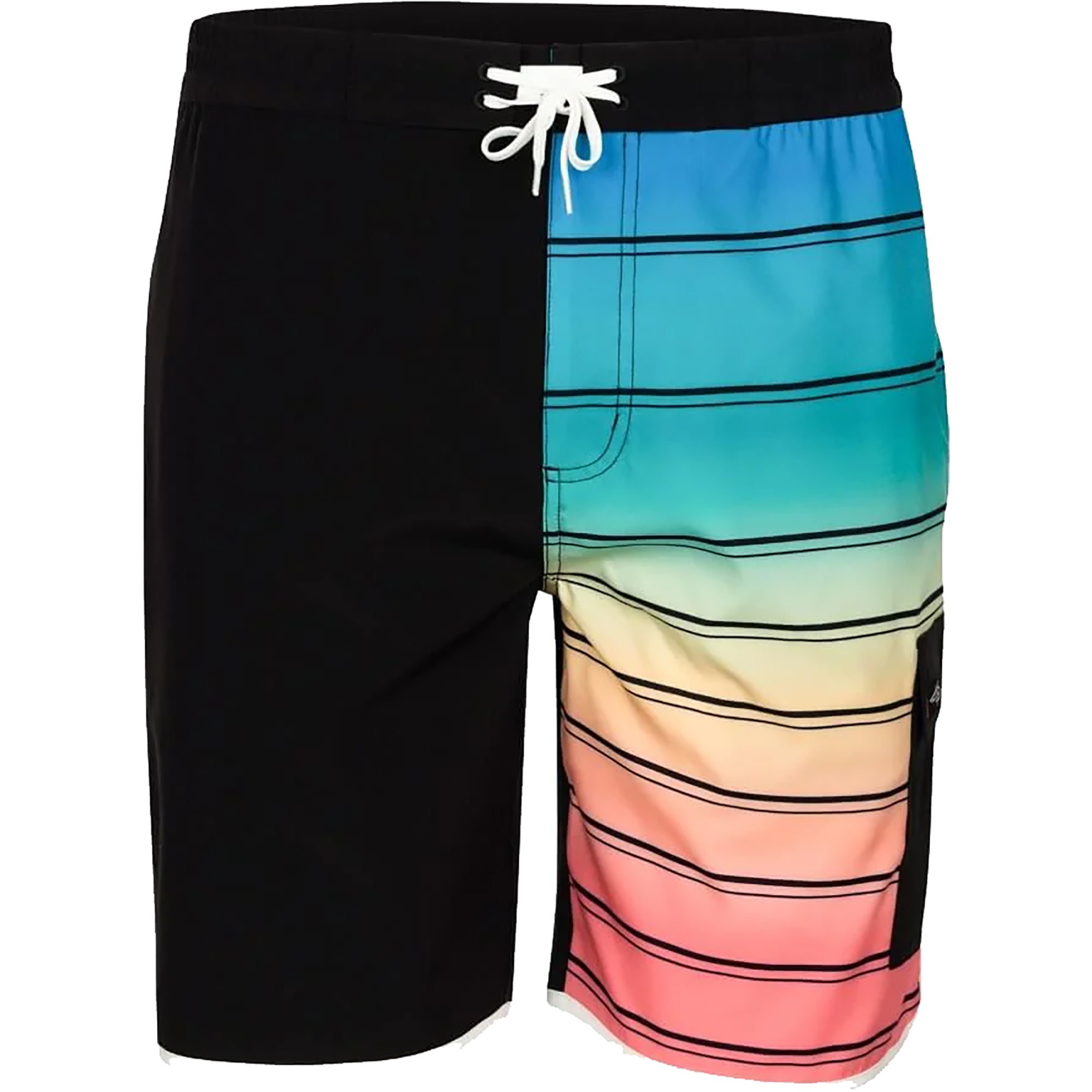 Reel Life Bal Harbor Rainbow Stripe Boardwalk Shorts - Anthracite