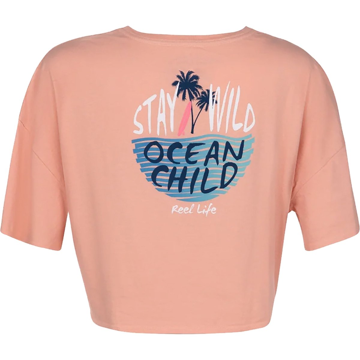 Reel Life Women's Ocean Washed Stay Wild Tie Front T-Shirt - Peaches N' Cream - Forza Sports