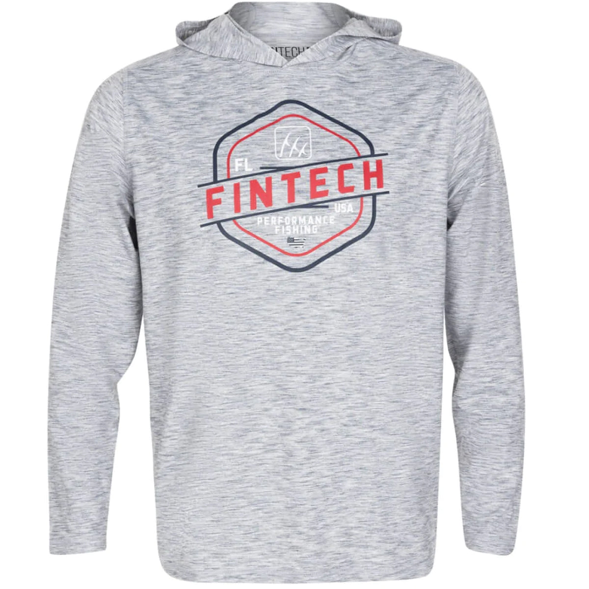 Fintech FPF Badge Coastal Performance UV Pullover Hoodie - Glacier Gray Heather Fintech