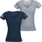 Grunt Style Women's Full Color Flag Basic V-Neck T-Shirt Grunt Style