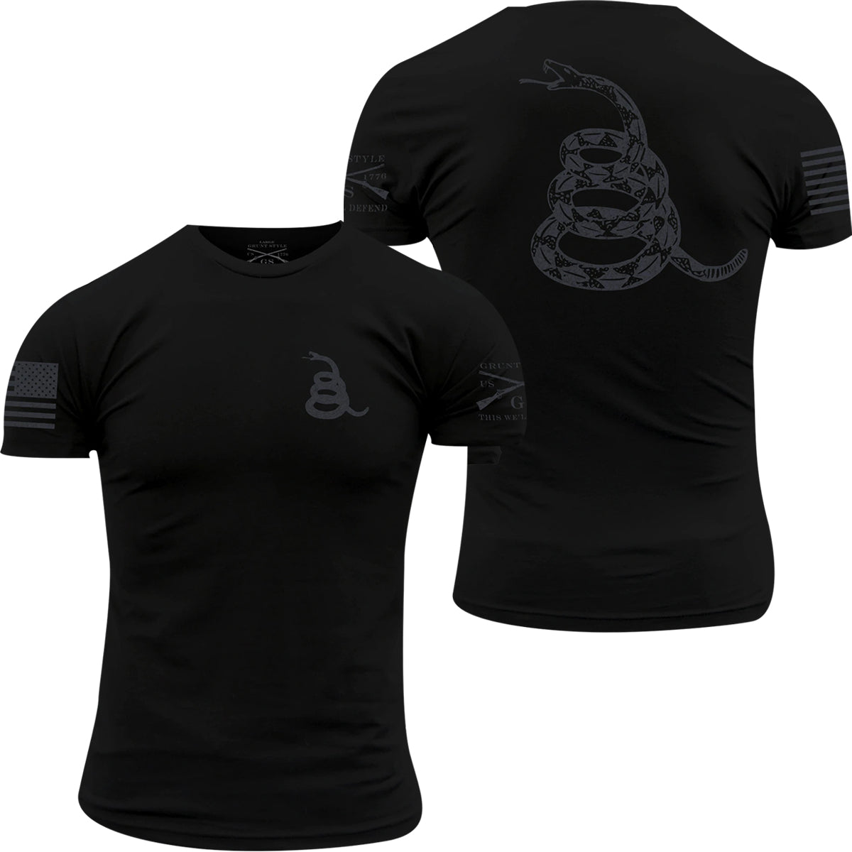 Grunt Style Concealed Gadsden Crewneck T-Shirt - Black Grunt Style