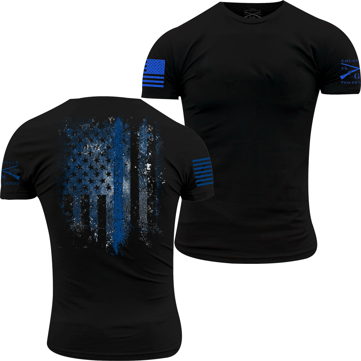 Grunt Style Blue Shield T-Shirt - Black Grunt Style