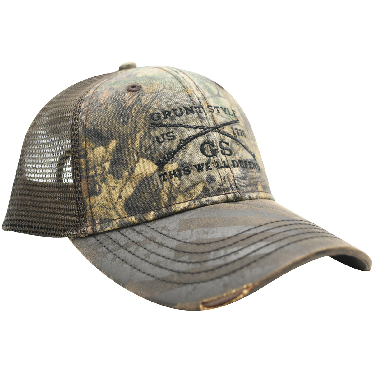 Grunt Style Realtree Xtra Embroidered Logo Flag Hat - Brown Grunt Style