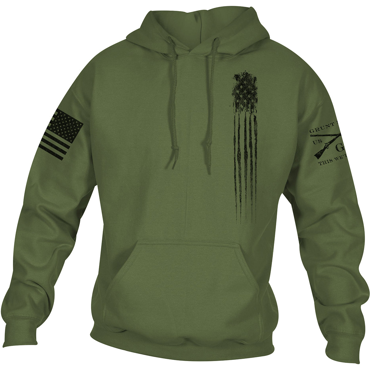 Grunt Style Beast Flag Pullover Hoodie - Military Green Grunt Style