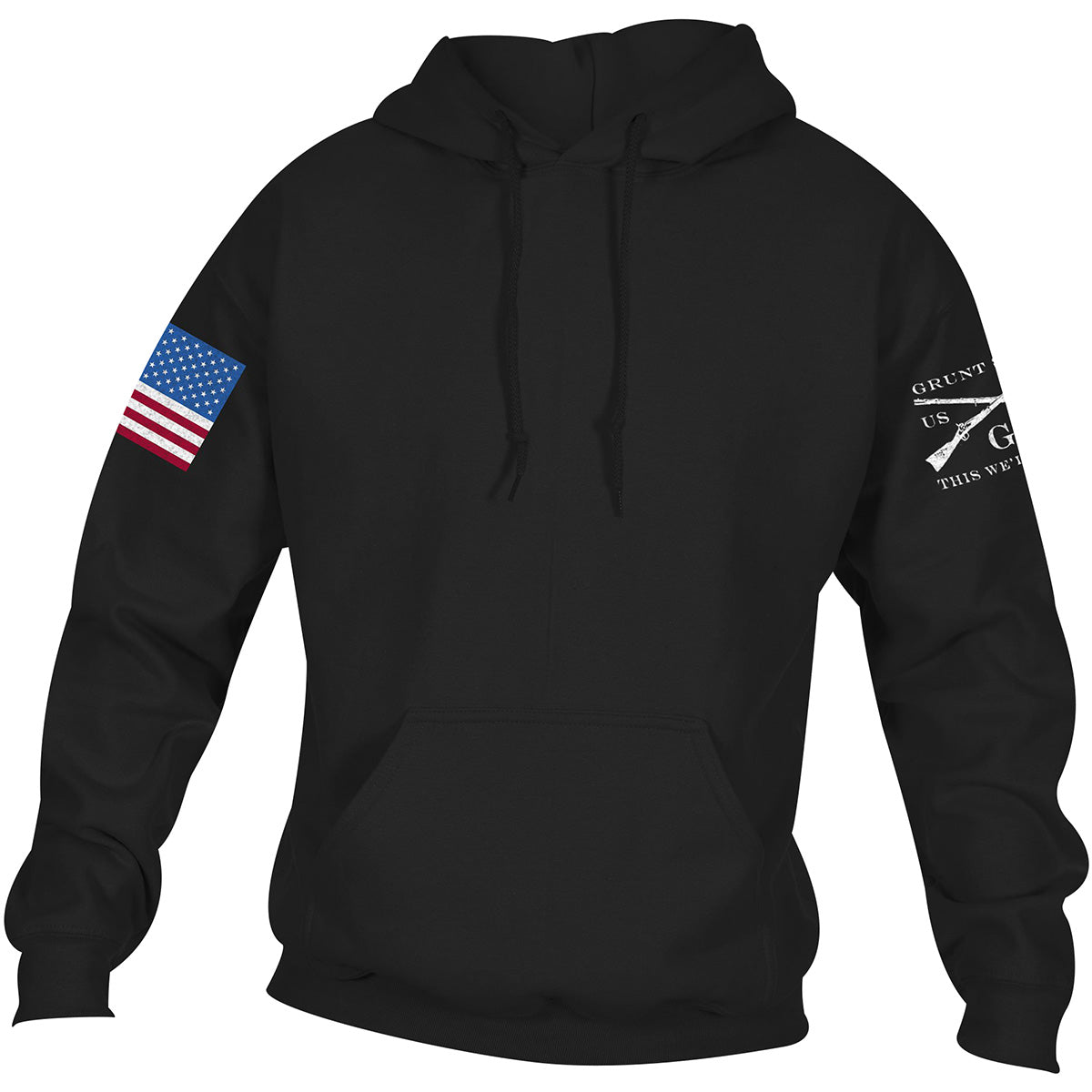 Grunt Style Full Color Flag Basic Pullover Hoodie - Black Grunt Style