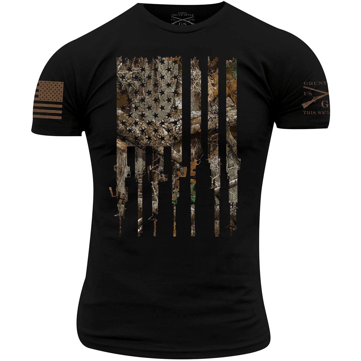 Grunt Style Realtree Edge Rifle Flag T-Shirt - Black Grunt Style