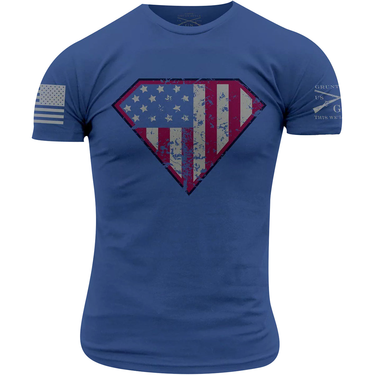 Grunt Style Super Patriot Crewneck T-Shirt - Blue Grunt Style