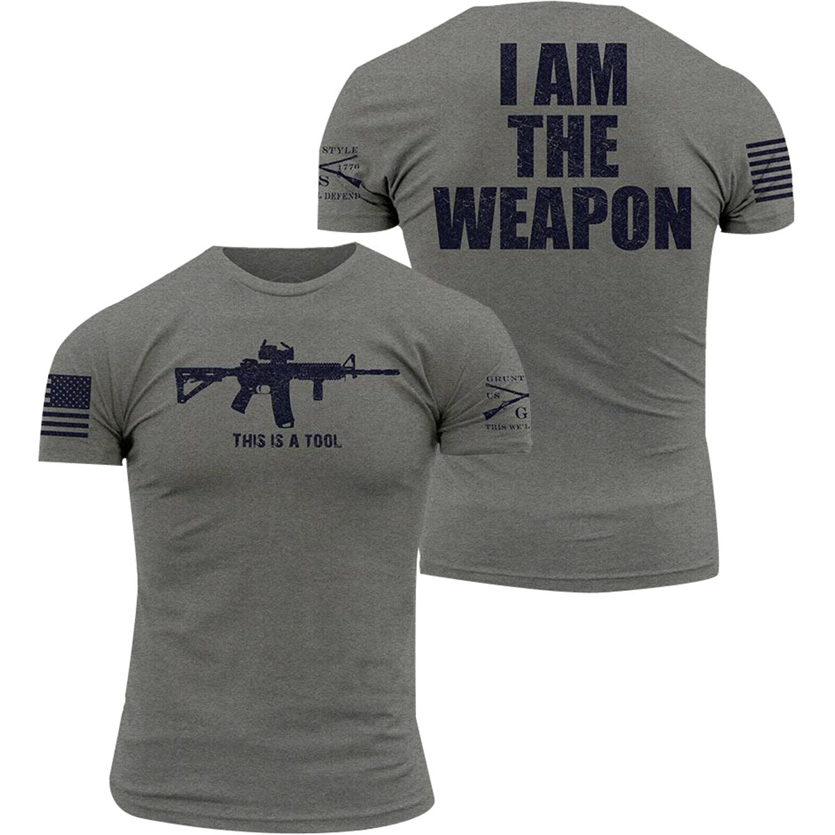 Grunt Style I Am The Weapon Crewneck T-Shirt - Gray Grunt Style