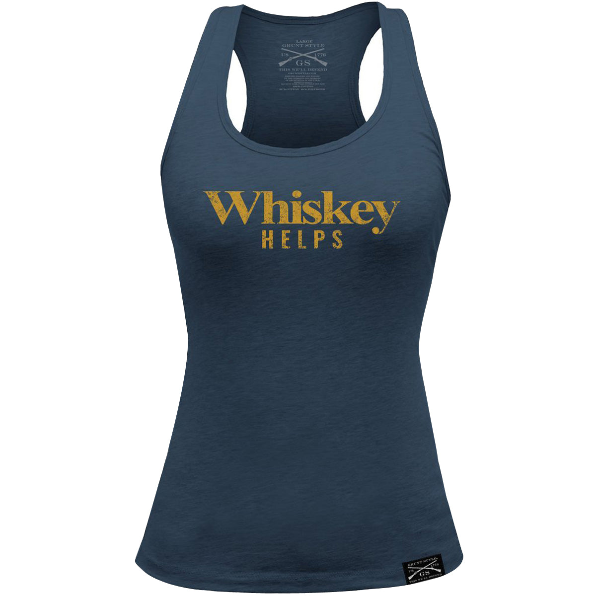Grunt Style Women's Whiskey Helps Racerback Tank Top - Blue Grunt Style